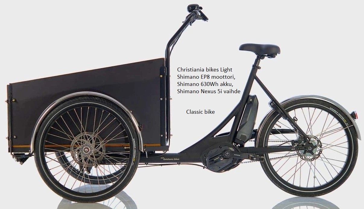 Christiania Bikes Light Sähköavusteinen Laatikkopyörä Shimano Moottorilla - Korkealaatuinen Sähköpyörä